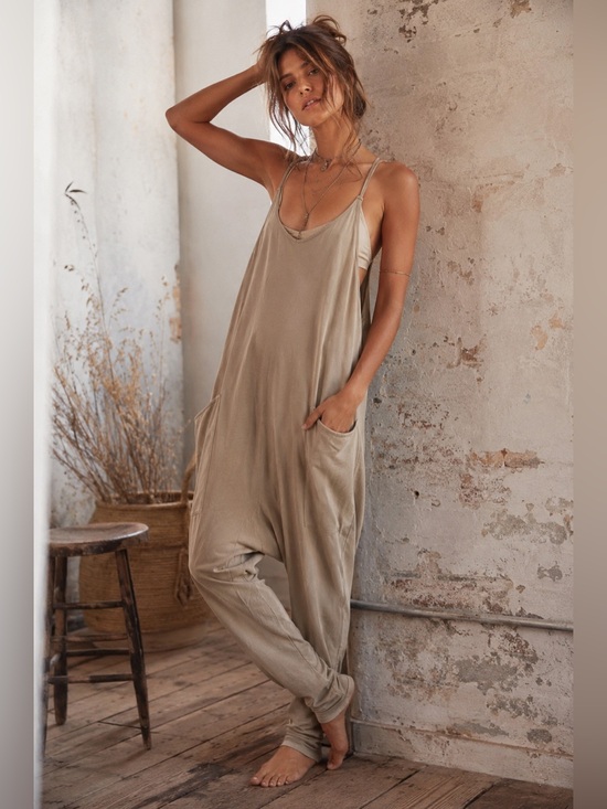 FP Movement by Free People Pants - Free People Hot Shot Onesie | Natural Beige | Size Medium | EUC